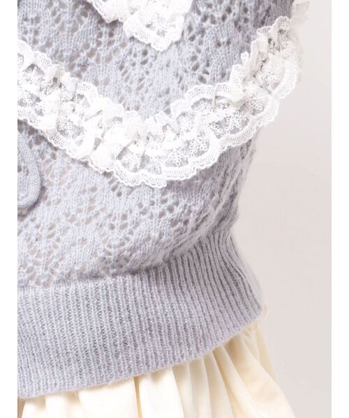 merry jenny（メリージェニー）の「透かし編みフリルニット