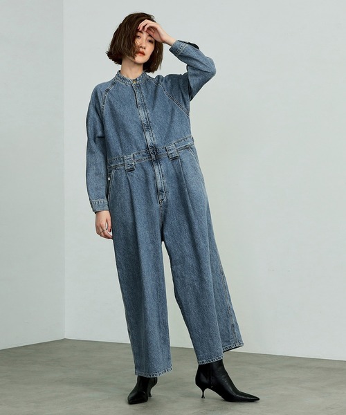 atelier SOMETHING STAND COLLAR JUMP SUIT/スタンドカラーデニム