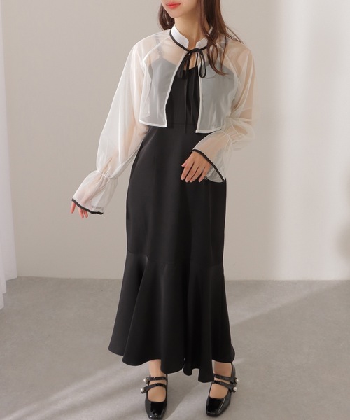 夢展望 スタッズジップシアーボレロレースフリルキャミワンピース