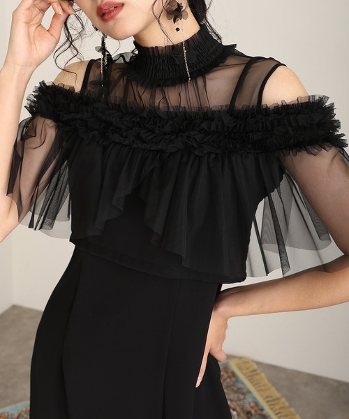 結婚式パーティードレスビスチェミモレ丈&ノースリーブセレモニー