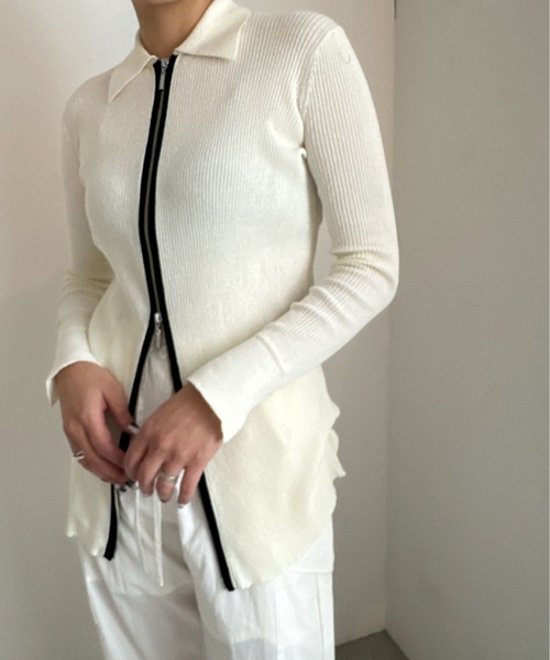 Ameri（アメリ）の「COLOR SCHEME LONG KNIT TOP（ニット/セーター