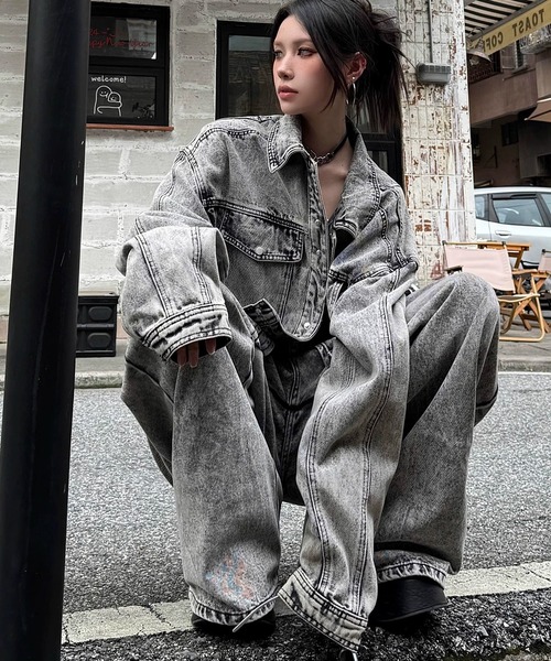 ヴィンテージ ウォッシュ セットアップ デニムジャケット デニムパンツ