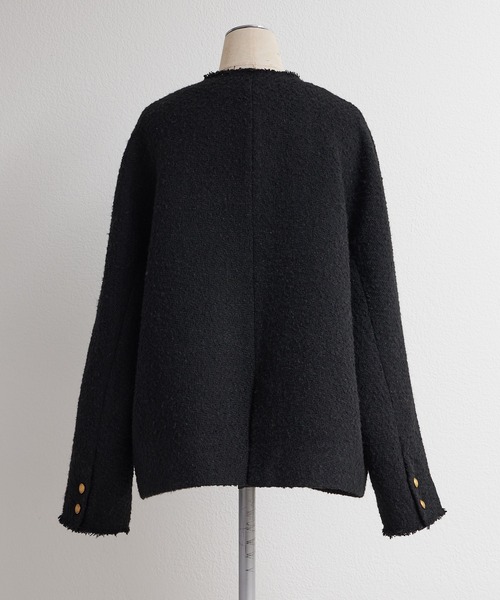セール】アソート ツイードノーカラージャケット（ノーカラー