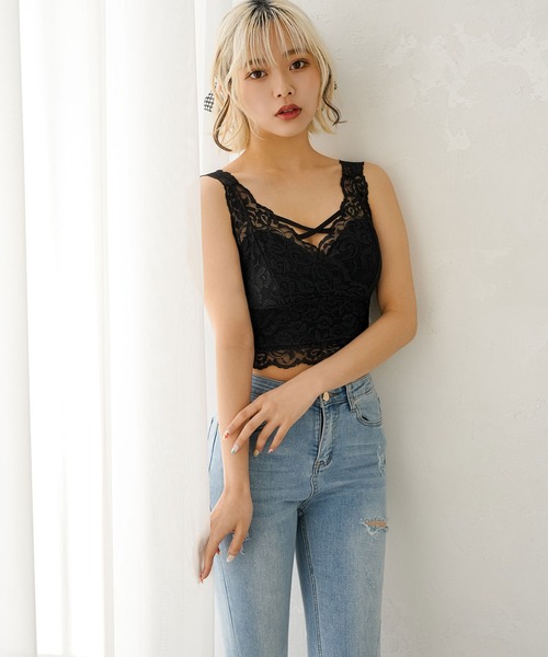 d.i.aレース付きハルターキャミソール d.i.aレース付きハルター