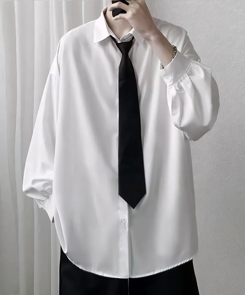 セール】ネクタイ付きオーバーサイズシャツ/ユニセックス（シャツ