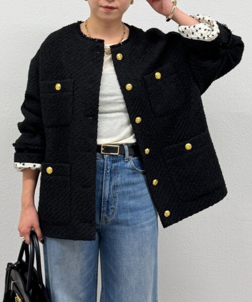 セール】ツイードジャケット（ノーカラージャケット）｜LOUNGEDRESS