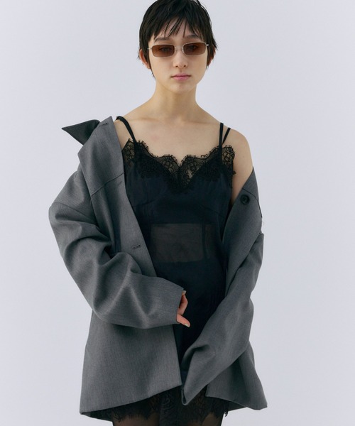 SHEER TRIMMING LACE CAMISOLE/シアートリミングレースキャミソール