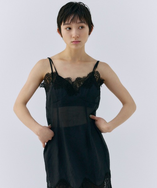 SHEER TRIMMING LACE CAMISOLE/シアートリミングレースキャミソール