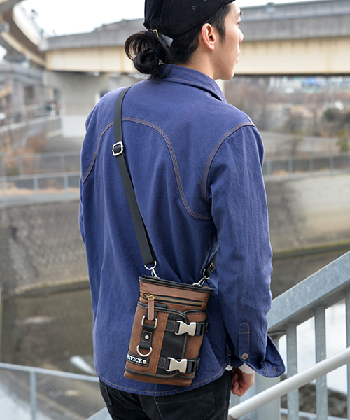 DEVICE メタル ダブル バックル 2WAY シザーケース ショルダーバッグ