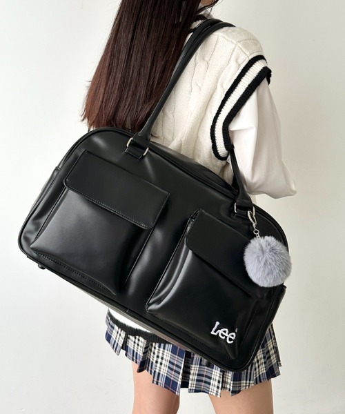Lee/リー 3ポケット PUボストンバッグ/ボンボンチャーム/スクール