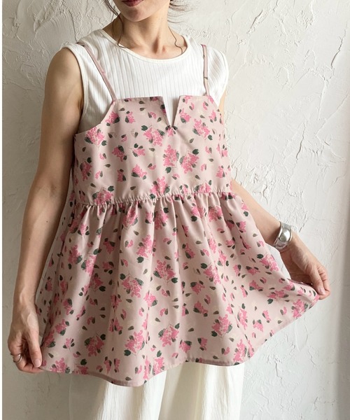 ハイビスカス花柄ピンク y2k キャミソール ハイビスカス花柄ピンク y2k