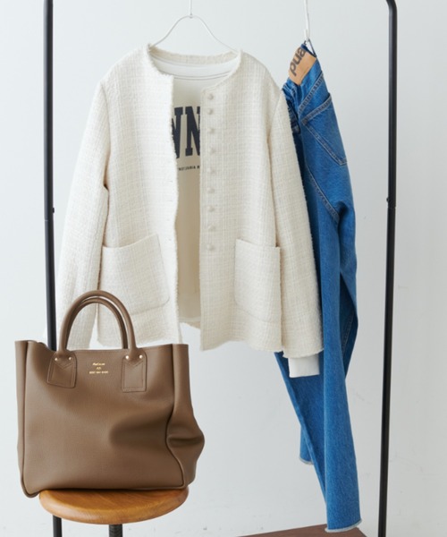 PUAL CE CIN（ピュアルセシン）の「ツイードノーカラージャケット