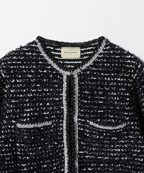 セール】ツイードライク ニットカーディガン（カーディガン/ボレロ