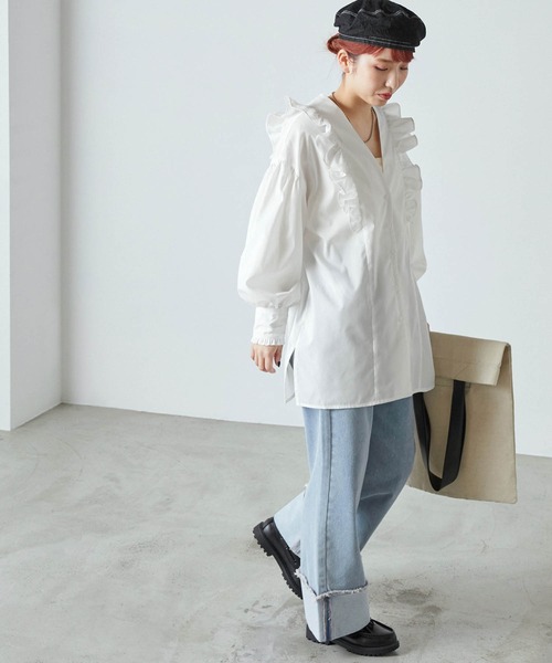 forksy.】TCブロードVネックフリルブラウス forksy.│MONO-MART