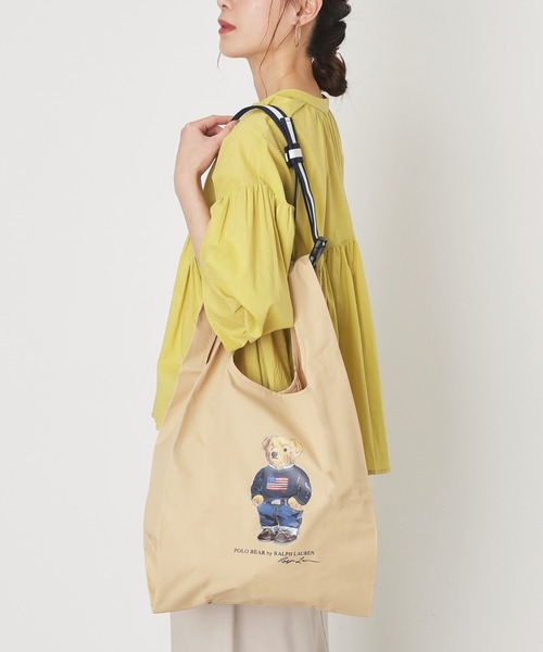 WEB限定】レイントートバッグ ショルダーベルト付き 'FLAG BEAR