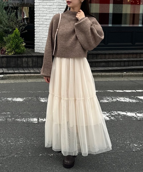 WEB限定/REVIVAL】ダブルジップニット＋チュールキャミワンピース