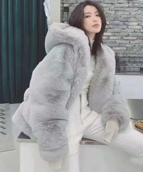 フェイクファー ジャケット パーカー（その他アウター）｜nonomi