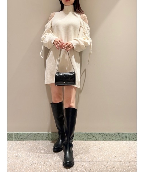 SNIDEL（スナイデル）の「シースルーショルダーミニニットワンピース