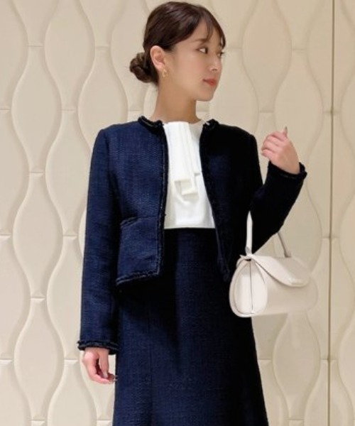 CELFORD（セルフォード）の「ツイードペプラムジャケット（ノーカラー