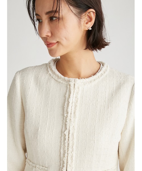 CELFORD（セルフォード）の「ツイードペプラムジャケット（ノーカラー