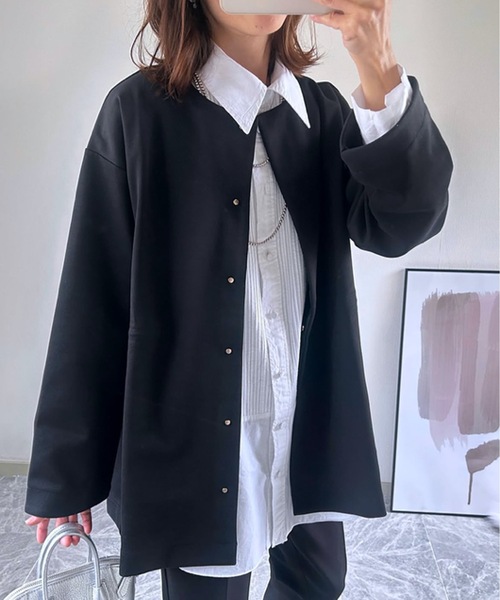 オケージョンにも◎】ダンボールノーカラーミドルコート Emma Taylor