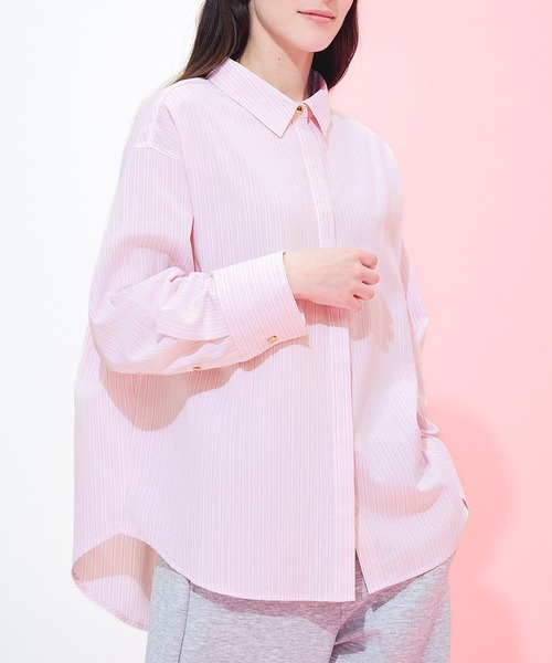 ストライプ金釦オーバーサイズシャツ（シャツ/ブラウス）｜coca（coca