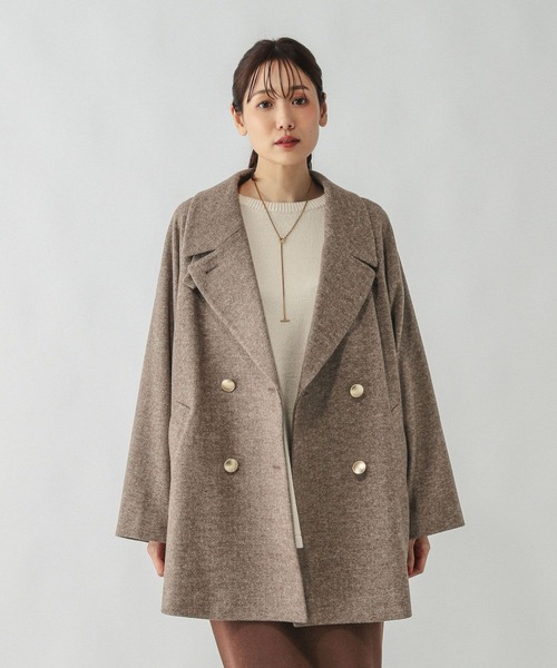 セール】軽やかストレッチ襟2WAYミドルコート/499658（チェスター
