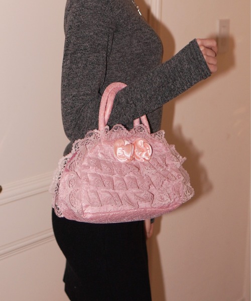 IMARI / イマリ 】 フリル レース ダブルローズ バッグ（ハンドバッグ