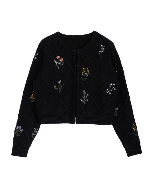 Ameri（アメリ）の「FLOWER EMBROIDERY CARDIGAN（カーディガン/ボレロ