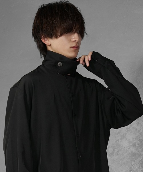 MinoriTY】2wayハイネックボウタイシャツ メンズ オーバーサイズ