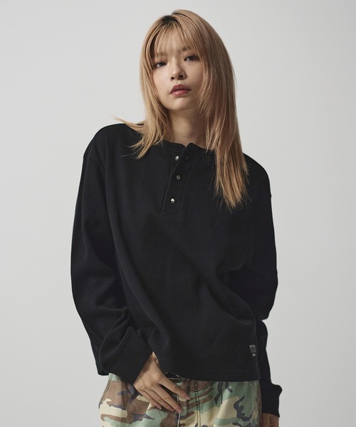 コットンサーマルロングスリーブヘンリーネックTシャツ【UNISEX】（T