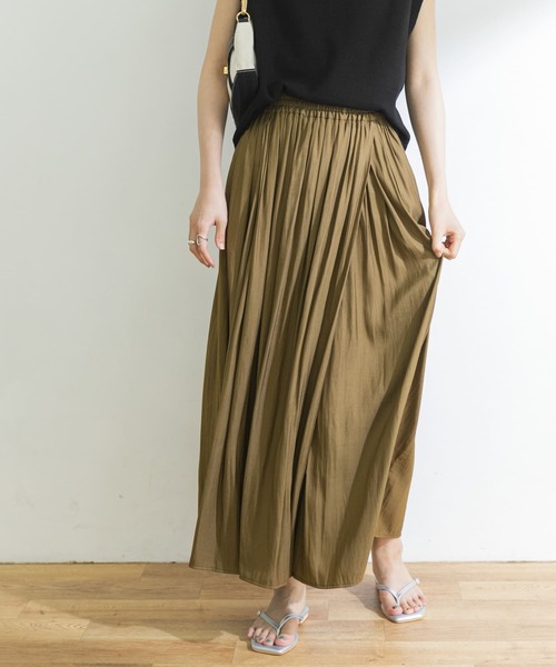 値下げ新品アーバンリサーチ割繊ラップギャザースカーチョ ベージュ