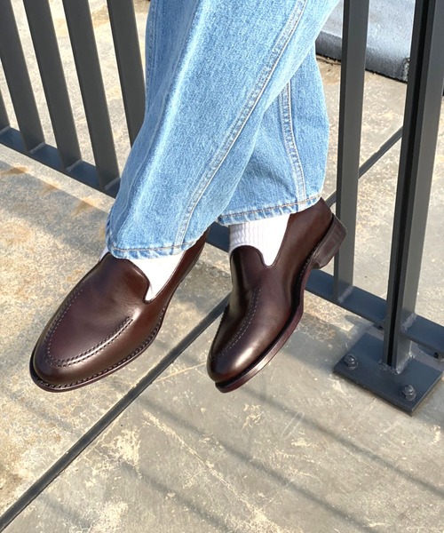 Jalan Sriwijaya/98957/EDWARD/CALF/DARKBROWN/LEATHER SOLE/MOC SLIP