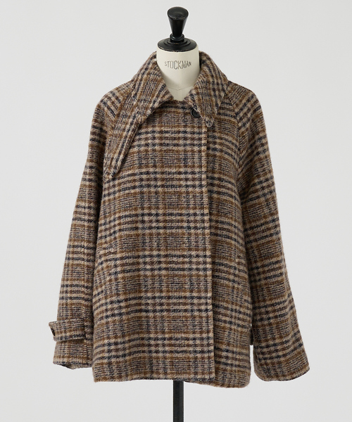 2サイズ展開】ウール混ショート丈スライバーコート（ピーコート