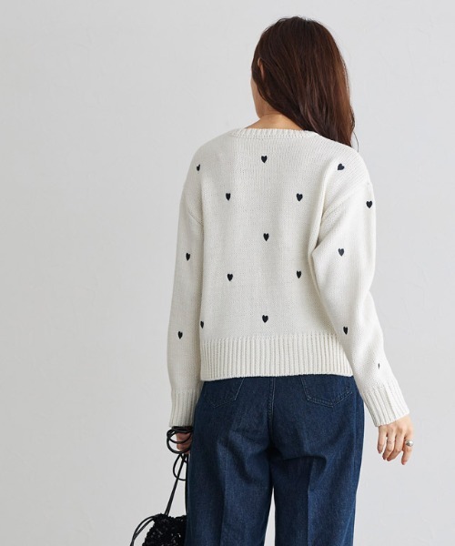 Pierrot（ピエロ）の「ハート刺繍ニットカーディガン（カーディガン