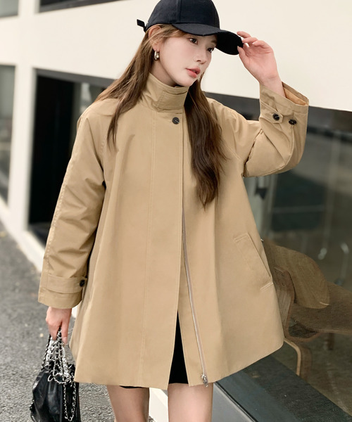 セール】Aライン テントライン コート ライトアウター（ステンカラー