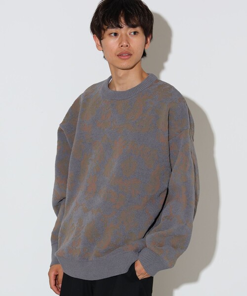 セール】フラワー ジャガード クルーネック ニット（ニット/セーター