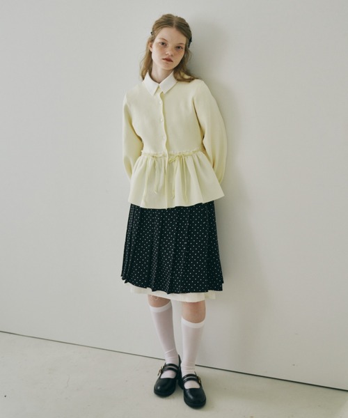 velours ribbon peplum cardigan / リボンペプラムカーディガン