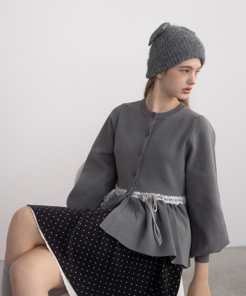 velours ribbon peplum cardigan / リボンペプラムカーディガン