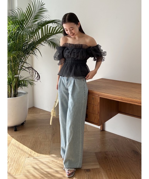 SNIDEL（スナイデル）の「ギャザーフリルオフショルブラウス（シャツ