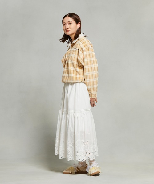 adidas（アディダス）の「コーデュロイ タータン ハーフジップトップ