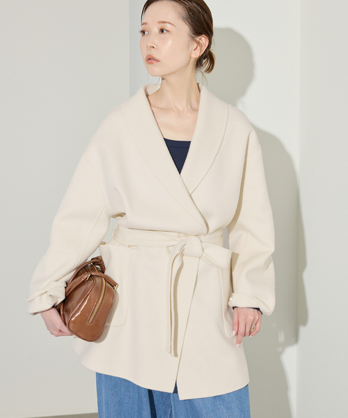 SUPER140 ダブルフェイスベルテッドコート（その他アウター）｜SLOBE