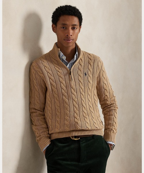 ケーブルニット コットン クォータージップ セーター（ニット/セーター