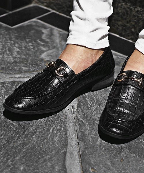 セール】【SOMEDIFF】クロコローファー メンズ PUレザー フェイク