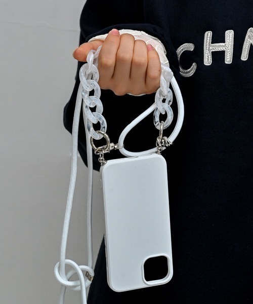 セール】アクリルチェーンハンドル付き シリコンiPhoneケース