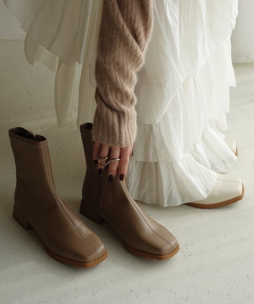 セール】【 レイン 】スクエアトゥ ストレッチ レインブーツ 41391