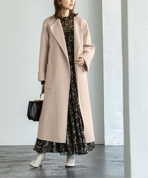 Noble（ノーブル）の「W/Nyリバーノーカラーコート◇（ノーカラー