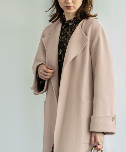 Noble（ノーブル）の「W/Nyリバーノーカラーコート◇（ノーカラー