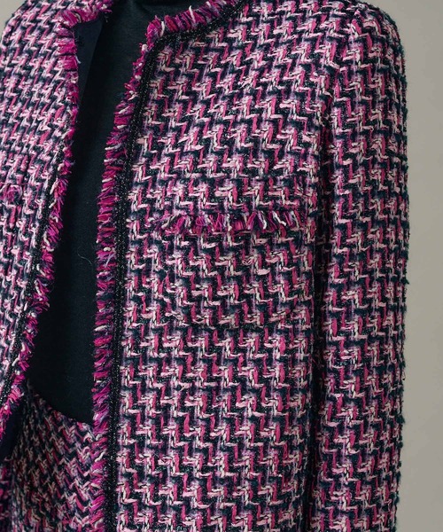 ANAYI（アナイ）の「ラメモールツイードクルー ジャケット（ノーカラー