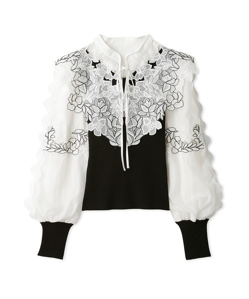 SNIDEL（スナイデル）の「レースカラーニットプルオーバー（ニット